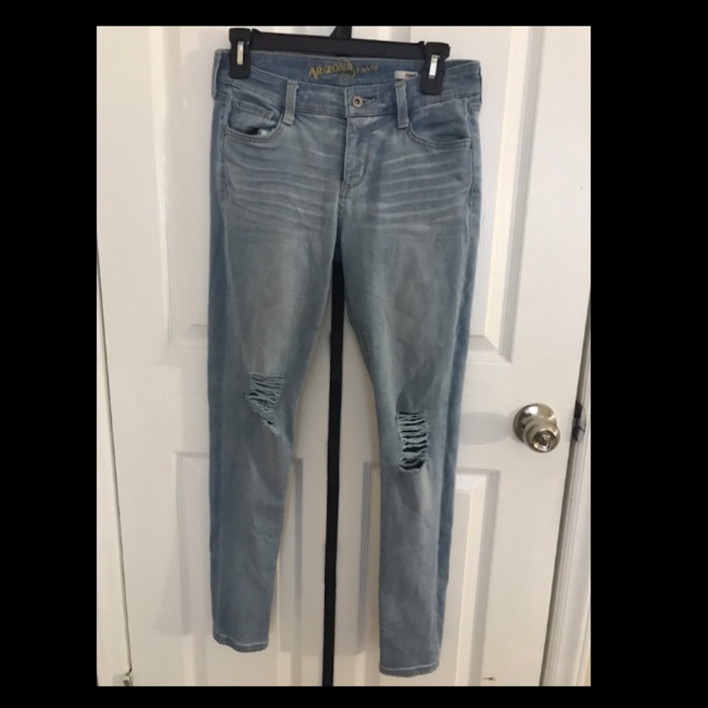 Light Blue Destroyed Skinny Jeans.